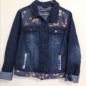 Custom Handmade Jean Jacket - “Flowers & Plaid”